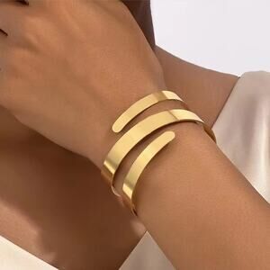 NEW NORDSTROM REVOLVE Duo Double Slim Band Twisted Bracelet Bangle Cuff Jewelry